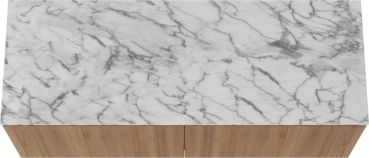 Balmani Eclips meuble salle de bains suspendu 150 x 55 cm Teck avec Stretto tablette simple ou double vasque en Marbre Carrare