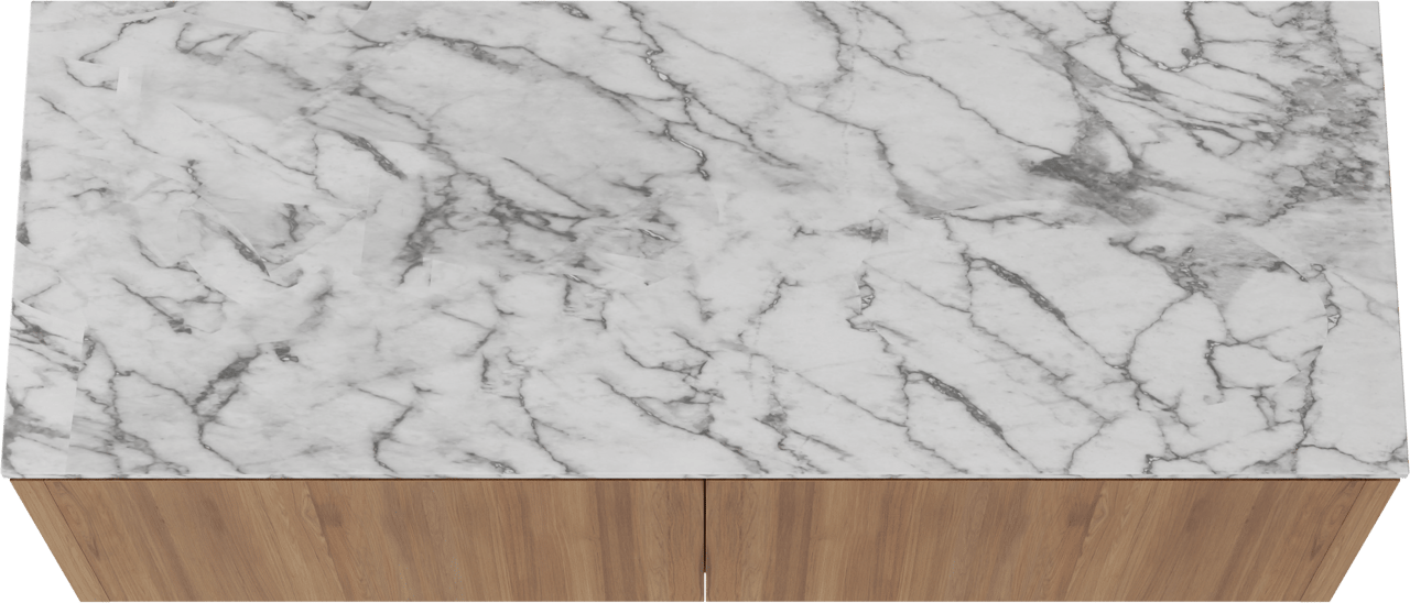 Balmani Eclips meuble salle de bains suspendu 150 x 55 cm Teck avec Stretto tablette simple ou double en Marbre Carrare