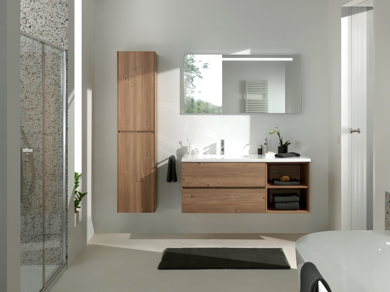 Storke Lucio rechthoekig badkamerspiegel 130 x 65 cm met spiegelverlichting en anti-damp