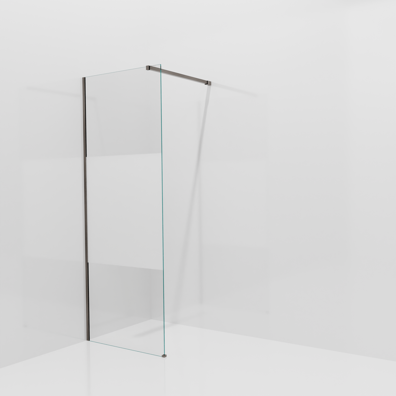 Balmani Modular douche à l'italienne: 80 x 200 cm, Verre transparent avec bande mate, Profil Brushed GunMetal