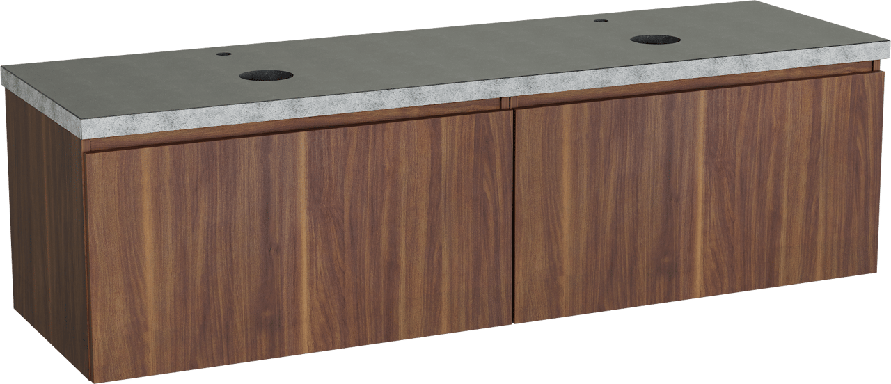 Balmani Sfera meuble salle de bains suspendu 180 x 55 cm noyer américain avec Rock tablette double en granit noir