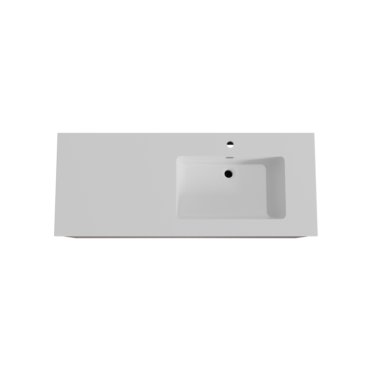 Storke Ribs zwevend badmeubel 130 x 52 cm notenhout met Diva asymmetrisch rechtse wastafel in composietmarmer hoogglans wit, Verticale symmetrische rechte ribbel