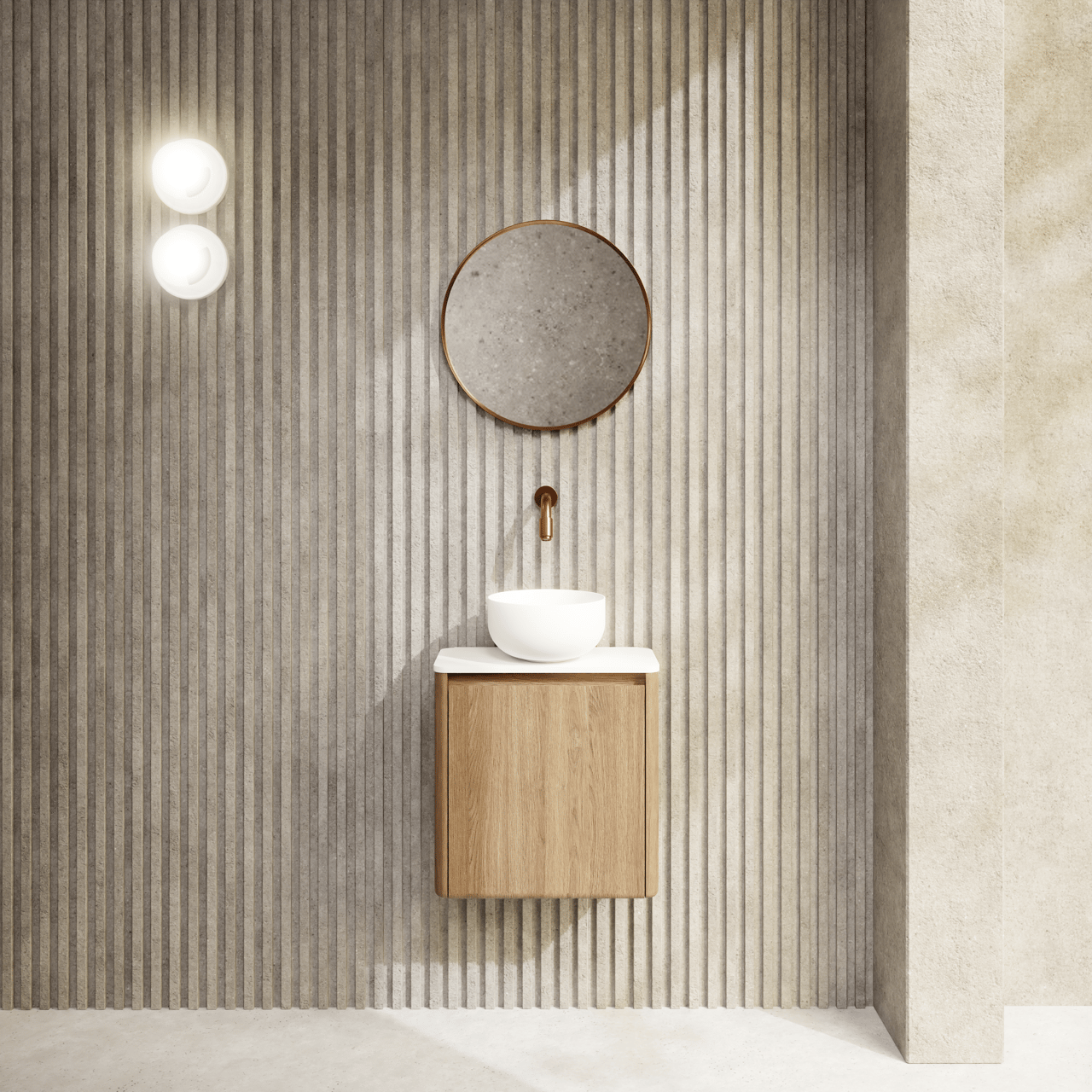 Balmani Auro Gäste-WC Spiegel: Rund, Brushed Rosegold, Ø 45 cm