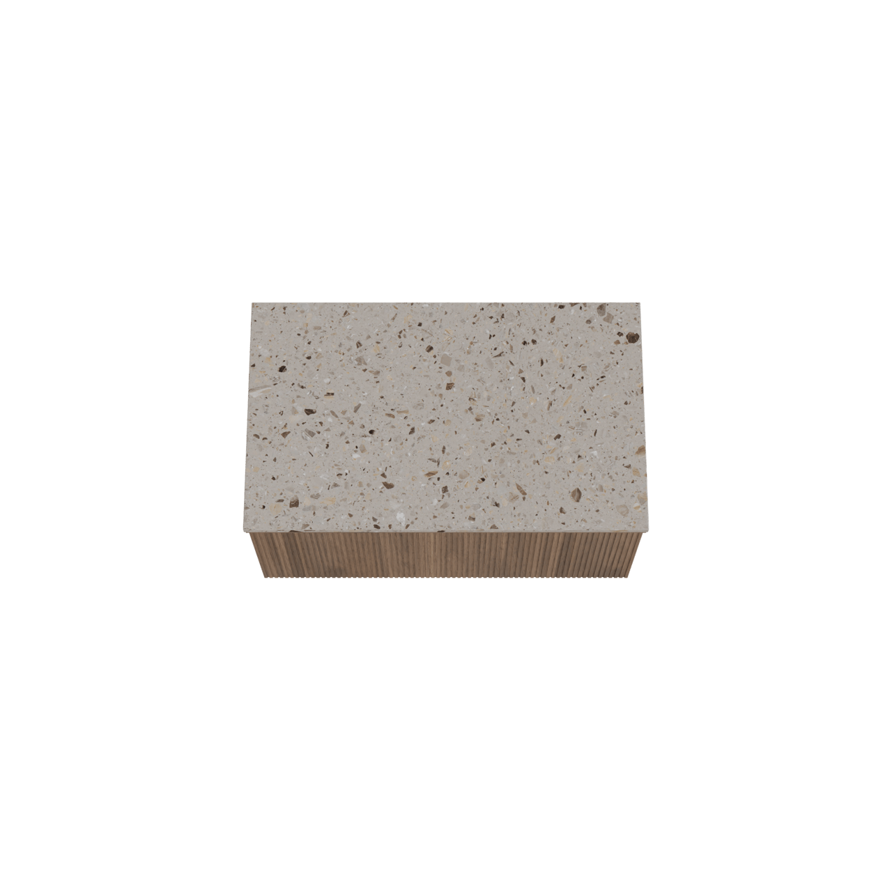 Balmani Forma meuble salle de bains suspendu 90 x 55 cm noyer américain avec Stretto tablette simple en terrazzo greige terrazzo, Nervure droite symétrique verticale