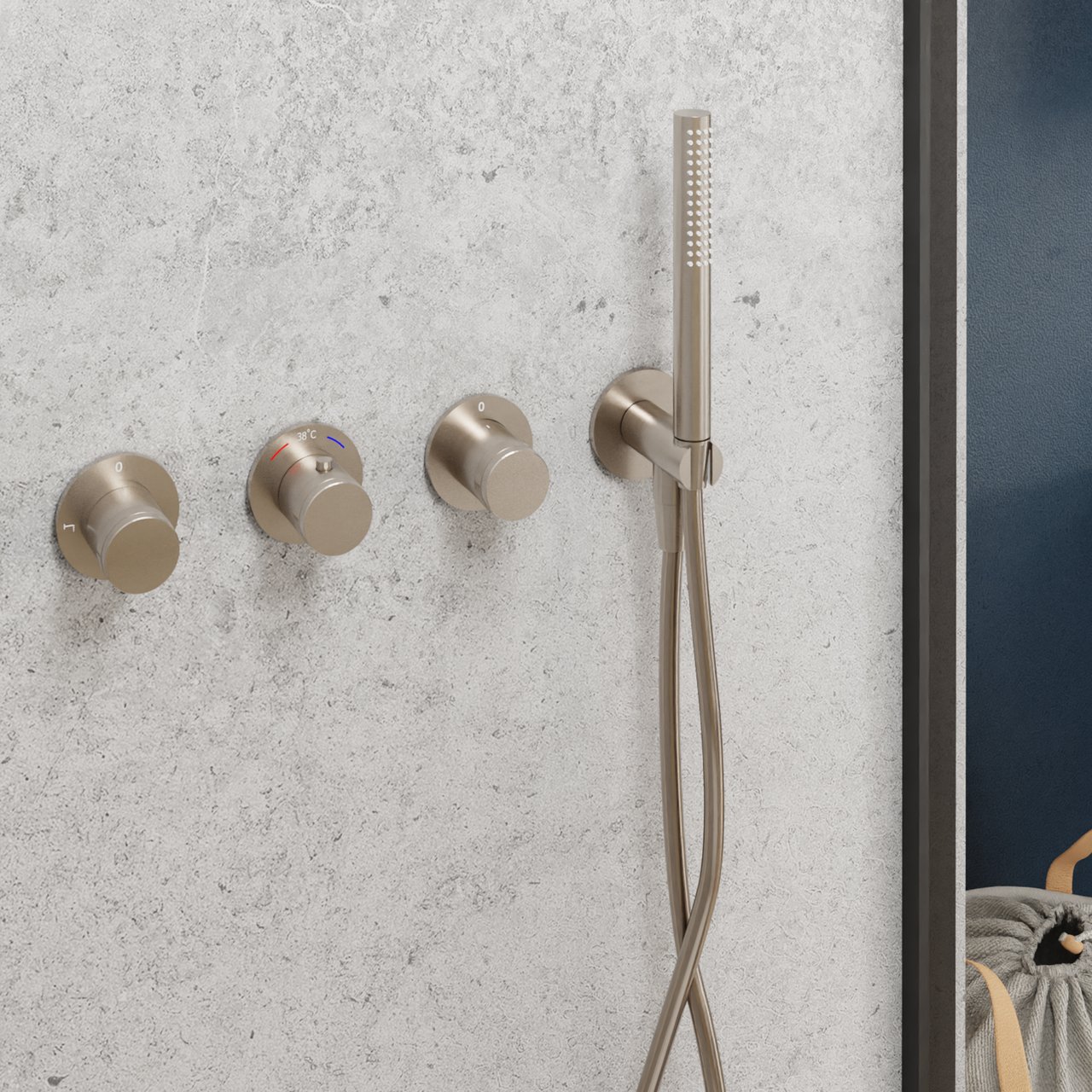 Blaufoss Pavilion Thermostat-Duscharmatur: Unterputz, Brushed Coolmetal, Einbauelement inklusive