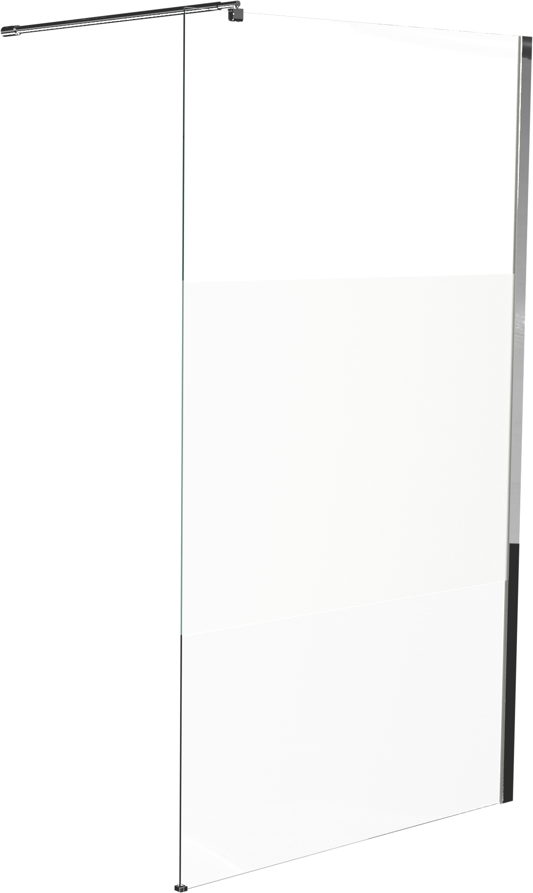 Linie Walk-In Walk-In Dusche: 100 x 200 cm, Klarglas mit satiniertem Streifen, Chrom Profil, glänzend