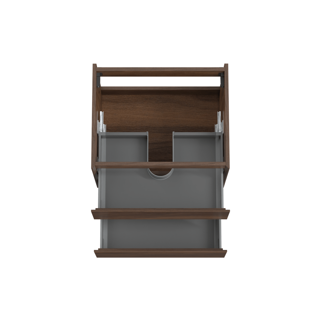 Storke Edge zwevende wastafelonderkast 65 x 52 cm notenhout 2 lades