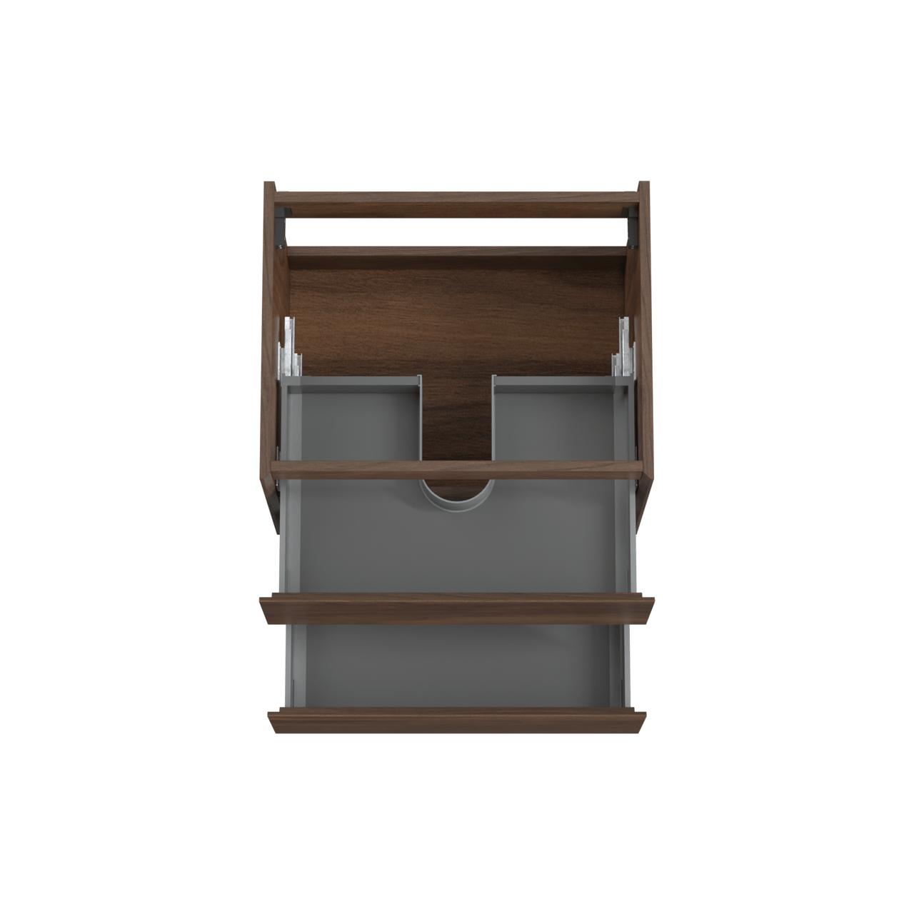 Storke Edge zwevende wastafelonderkast 65 x 52 cm notelaar 2 lades