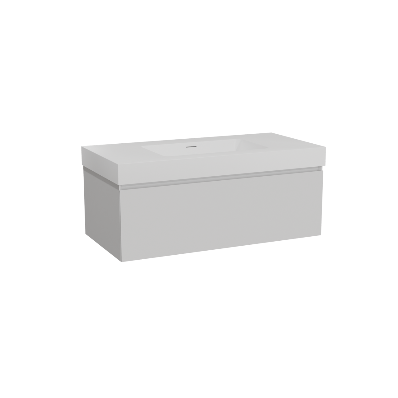 Storke Edge zwevend badkamermeubel 105 x 52 cm mat wit met Mata High enkele wastafel in solid surface mat wit