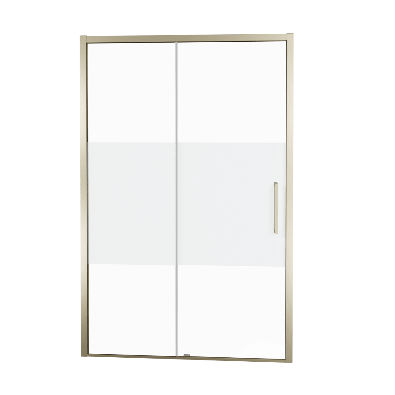 Balmani Senses Design douche schuifdeur links 140 cm x 210 cm Helder glas met matte strook glas, Brushed Champagne Gold profielen
