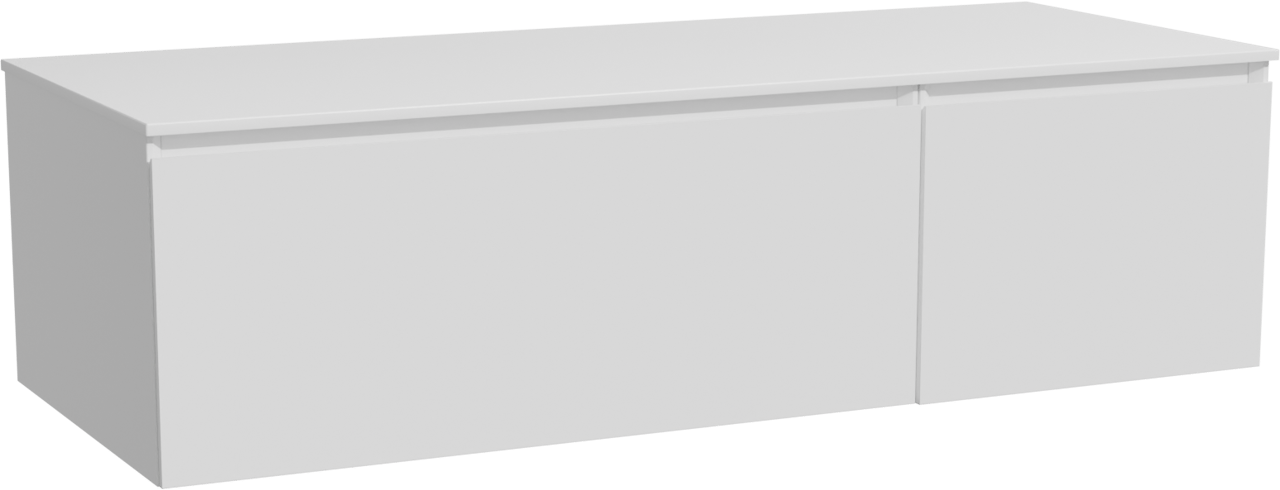 Storke Edge zwevend badmeubel 130 x 52 cm mat wit met Tavola enkel of dubbel wastafelblad in solid surface mat wit