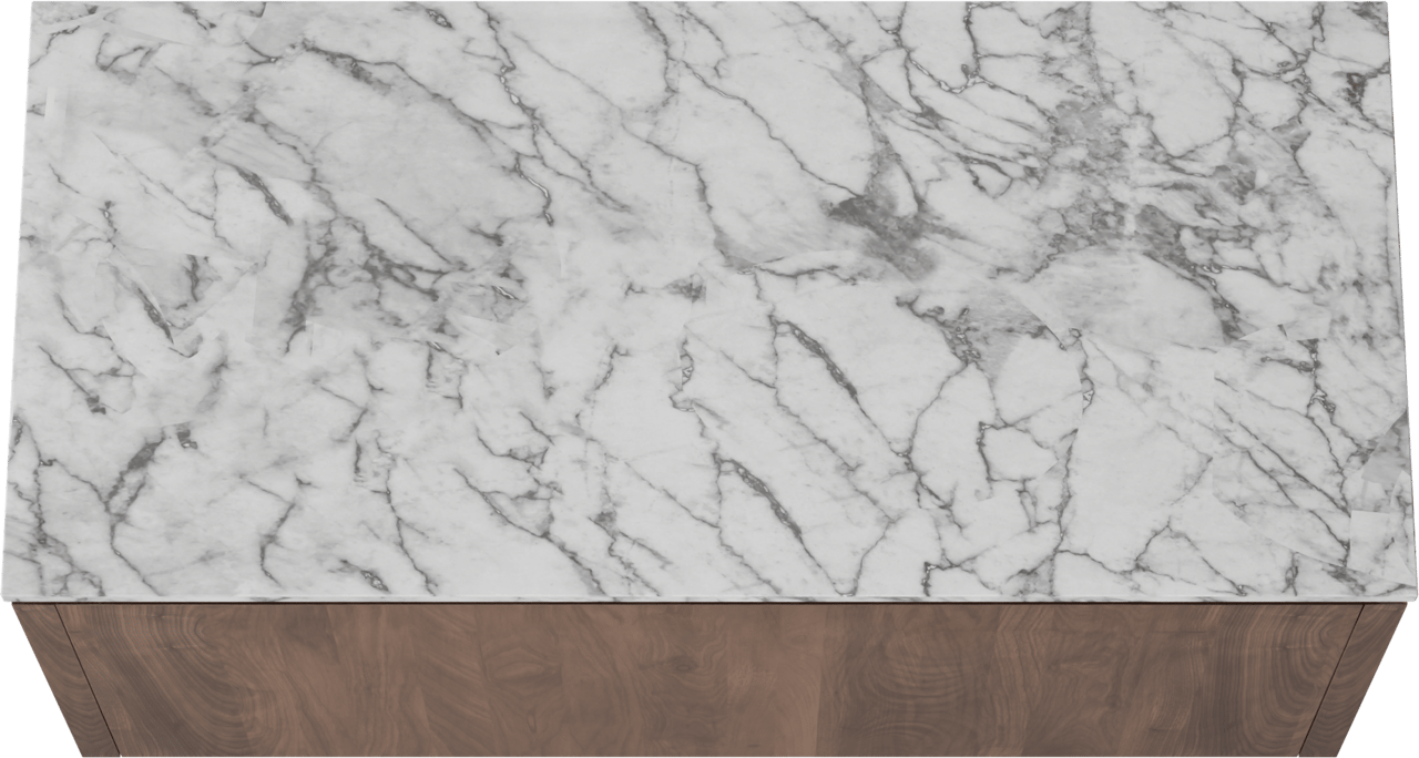 Balmani Eclips hängendes Möbelstück Set: 120 x 55 cm, Amerikanischer Nussbaum, mit Stretto Einzel- oder Doppel Waschtischplatte Carrara-Marmor