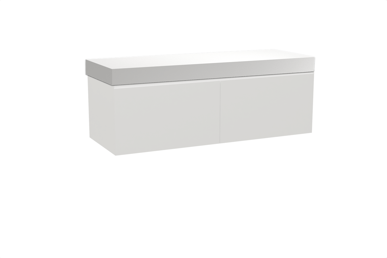 Balmani Idra meuble salle de bains suspendu 150 x 55 cm blanc mat avec Dominus tablette simple ou double en solid surface blanc mat