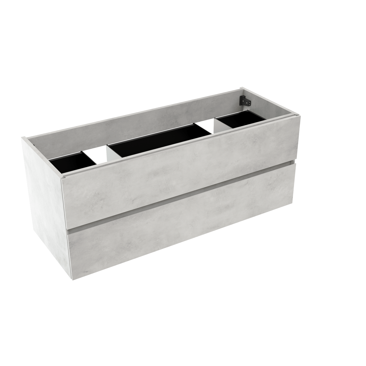 Storke Edge zwevende wastafelonderkast 120 x 46 cm beton zilvergrijs 2 lades 2 sifonuitsparingen