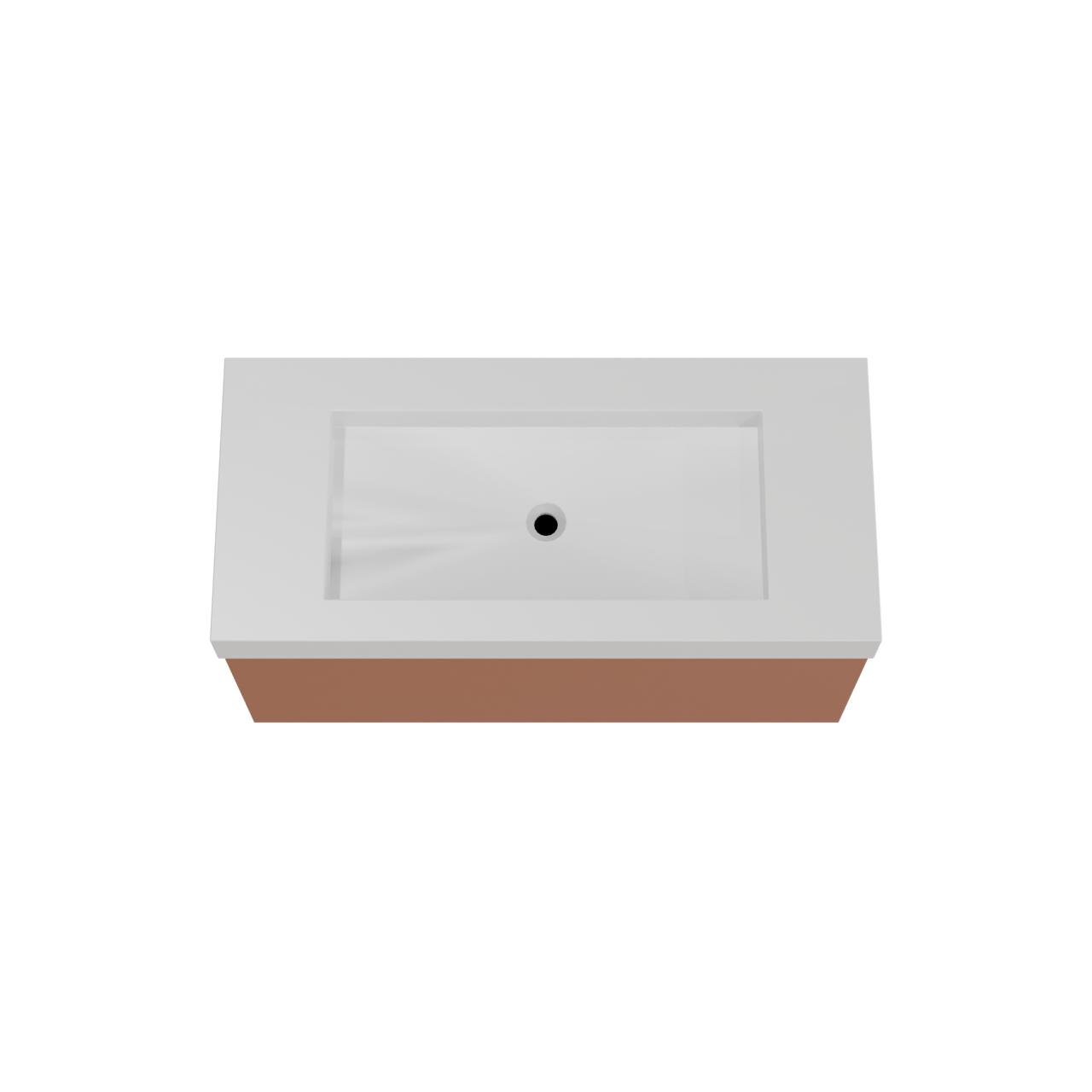 Balmani Sfera by Lucida hängendes Möbelstück Set: 120 x 55 cm, Cotto, mit Modus Einzelwaschtisch für 2 Armaturenlöcher, Solid Surface Weiß matt