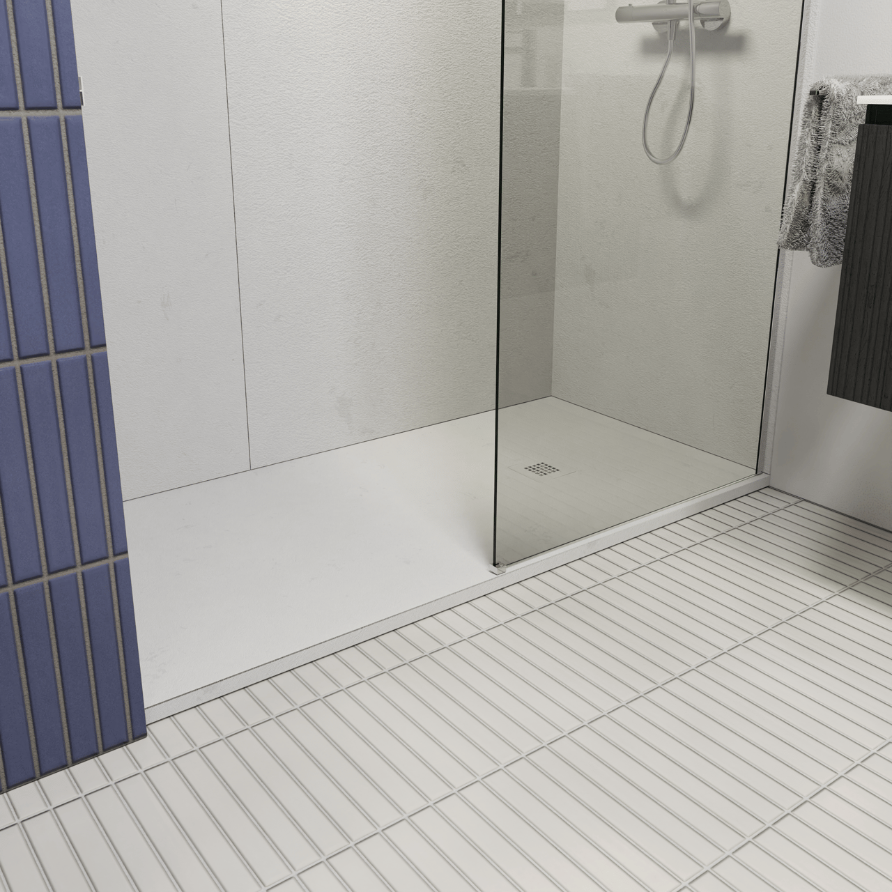 Luca Varess Classy douchebak 160 x 80 cm composietmarmer mat wit rock structuur