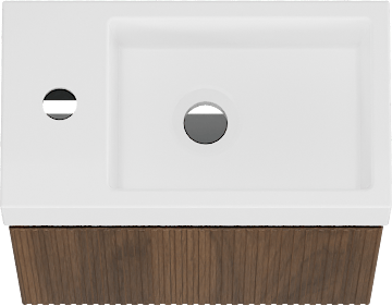 Storke Ribs meuble wc suspendu 40 x 22 cm noyer avec Vida plan vasque en marbre composite blanc brillant