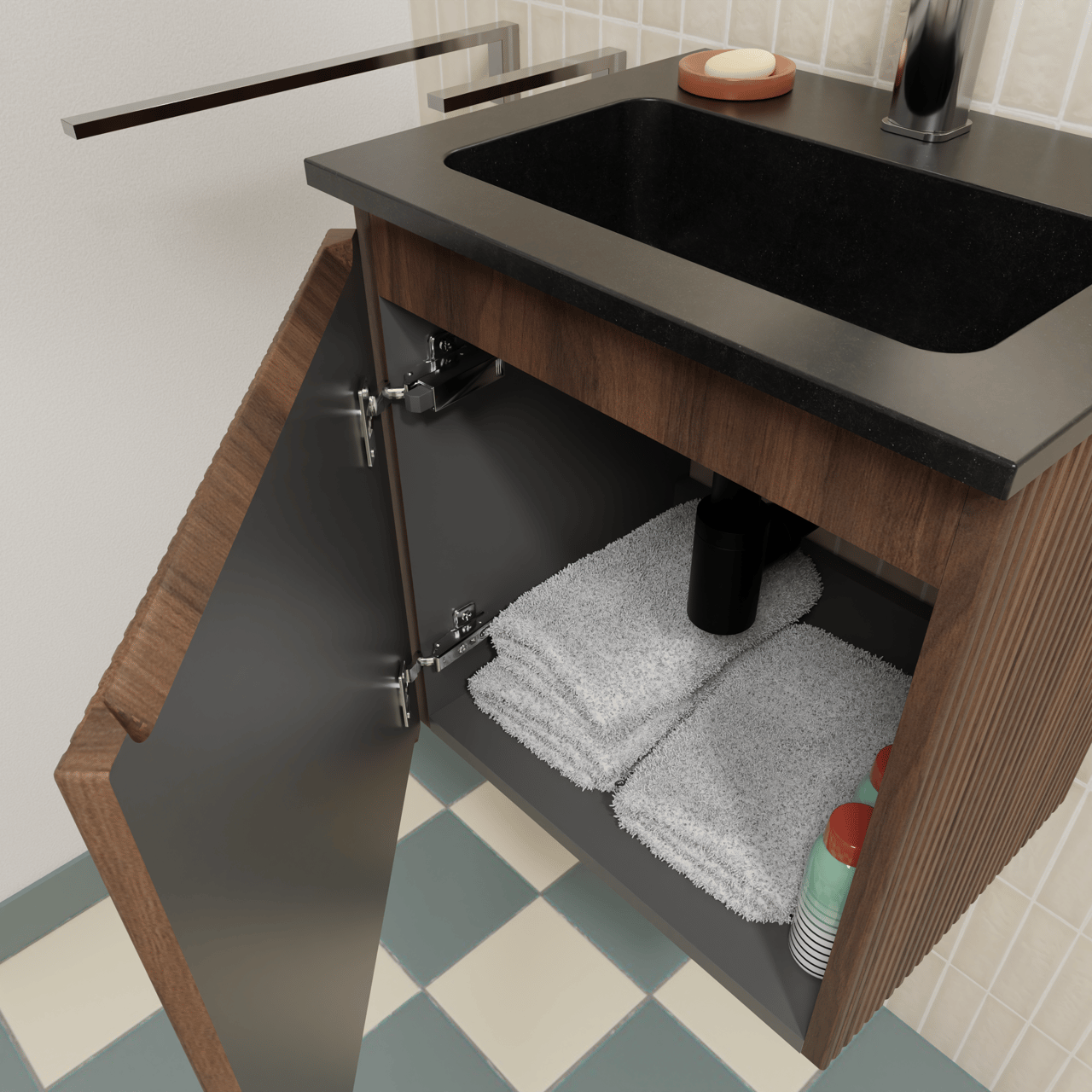 Storke Ribs zwevend wastafelonderkast 45 x 35 cm notelaar