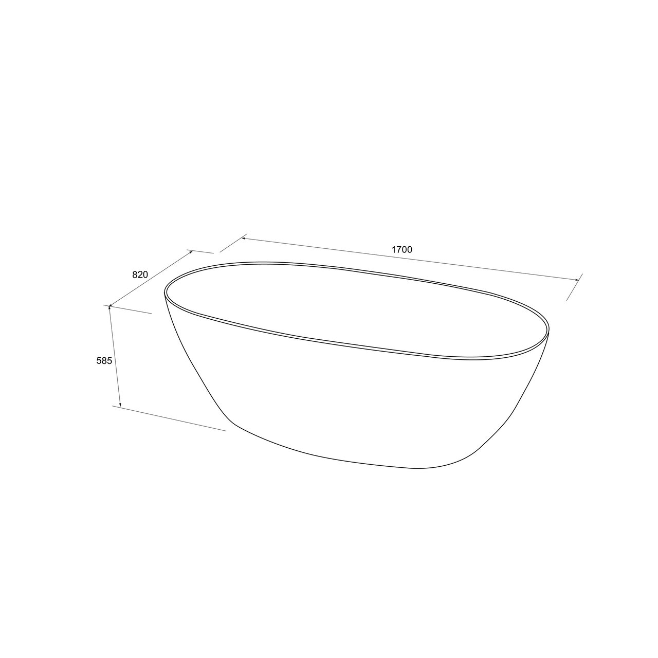 Luca Varess Dias baignoire îlot ovale 170 x 82 cm acrylique blanc mat