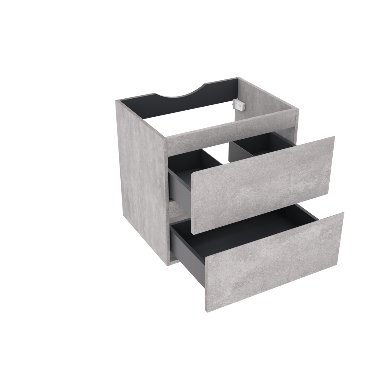 Linie Lado hängender Waschbeckenunterschrank: 60 x 46 cm, Beton dunkelgrau, 2 Schubladen