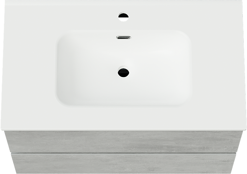 Linie Lado zwevend badmeubel 80 x 46 cm beton donkergrijs met Baro enkele wastafel in porselein mat wit