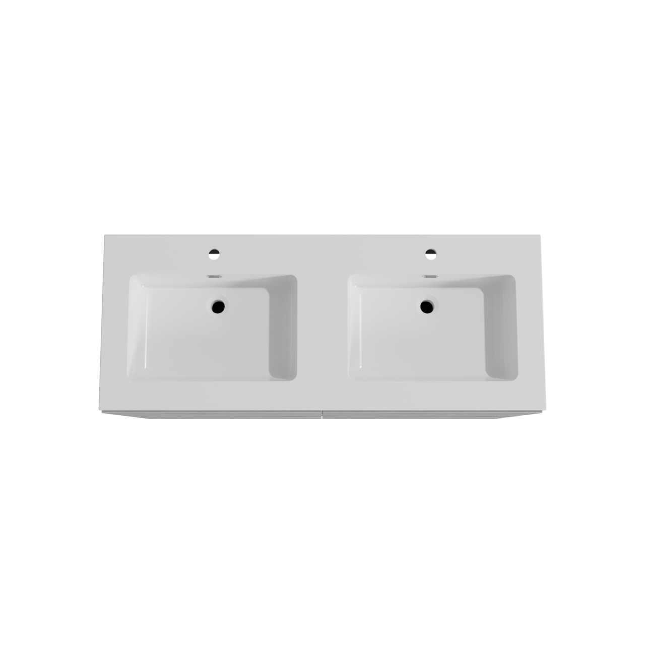 Storke Edge meuble salle de bains à poser 130 x 52 cm béton gris foncé avec Diva double vasque en marbre composite blanc brillant