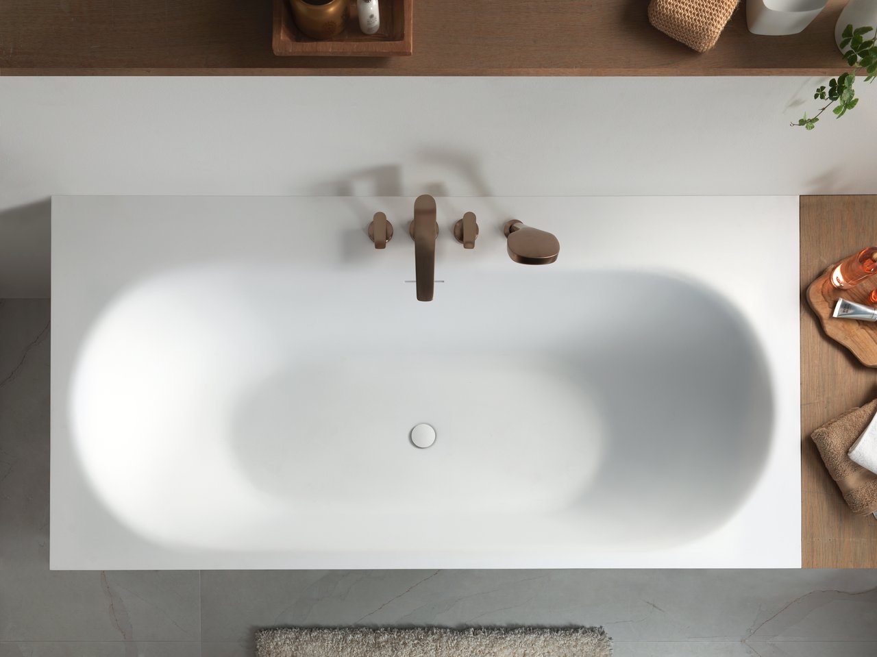 Balmani Rallanta Cresta 2-Personen-Einbaubadewanne: 180 x 90 cm, Solid Surface, Weiß matt