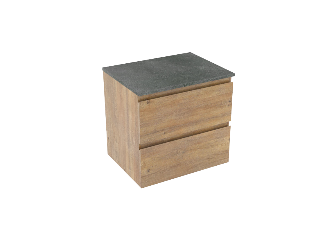 Linie Lado meuble salle de bains suspendu 60 x 46 cm chêne naturel avec Lado tablette simple en mélaminé ardoise gris