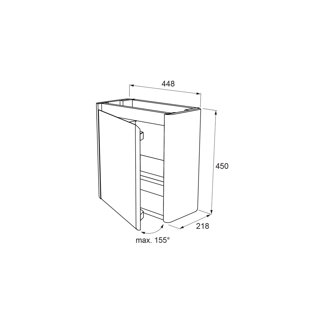 Balmani Fara zwevend toiletmeubel 45 x 22 cm amerikaanse notelaar met Fara wastafel in matte Solid Surface
