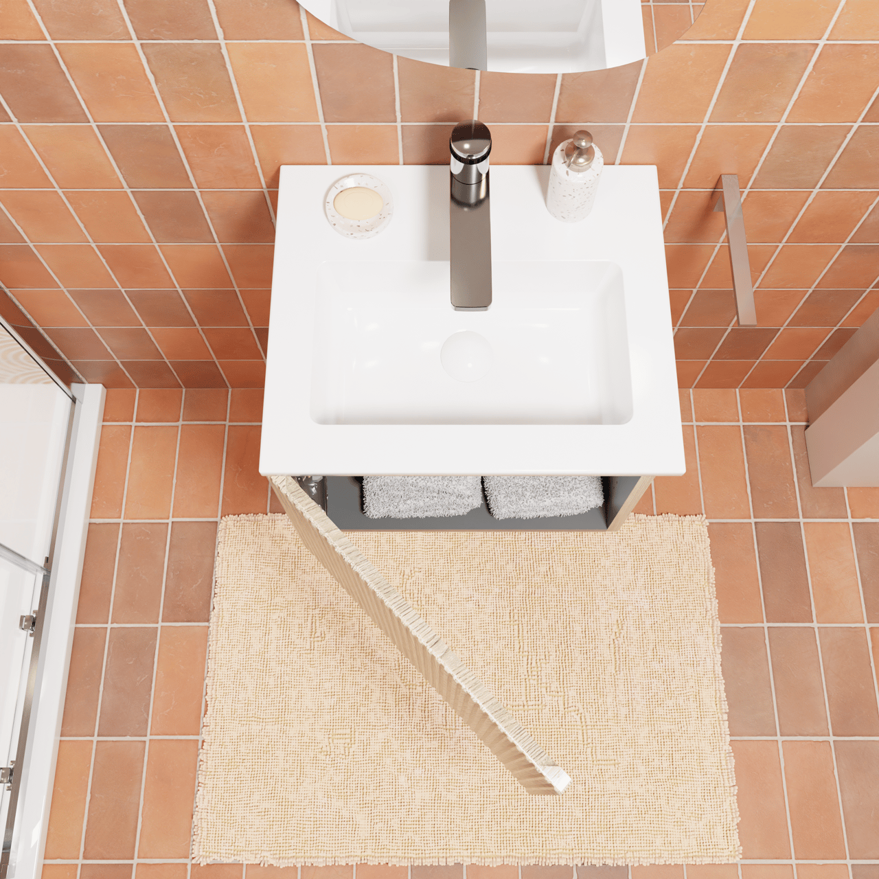 Storke Ribs meuble sous-lavabo suspendu 45 x 35 cm chêne brut