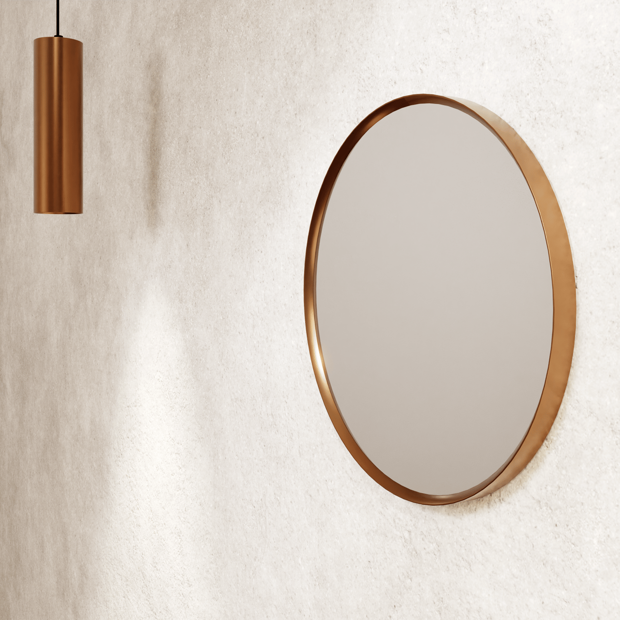 Balmani Auro Gäste-WC Spiegel: Rund, Brushed Rosegold, Ø 35 cm