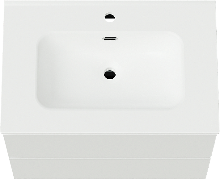 Linie Lado zwevend badkamermeubel 70 x 46 cm mat wit met Baro enkele wastafel in porselein mat wit