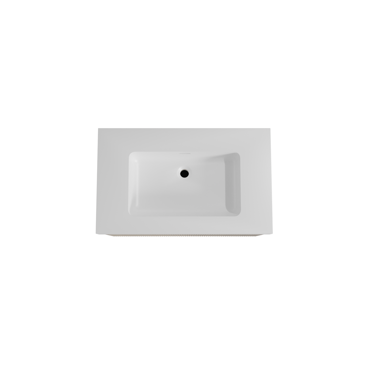 Storke Ribs zwevend badkamermeubel 85 x 52 cm ruwe eik met Mata High enkele wastafel in solid surface mat wit, Verticale symmetrische rechte ribbel