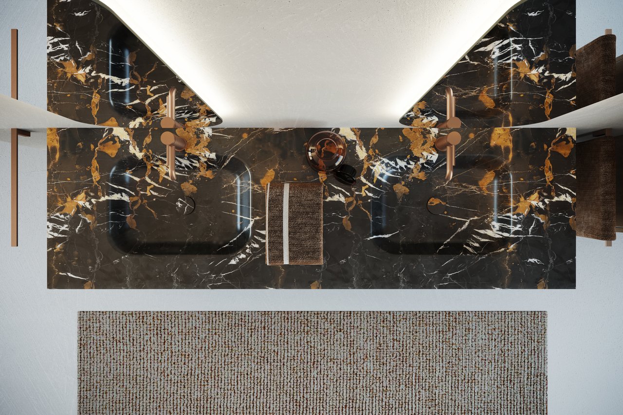 Balmani Tablo Arcato double vasque marbre Portoro Gold 180 x 55 cm