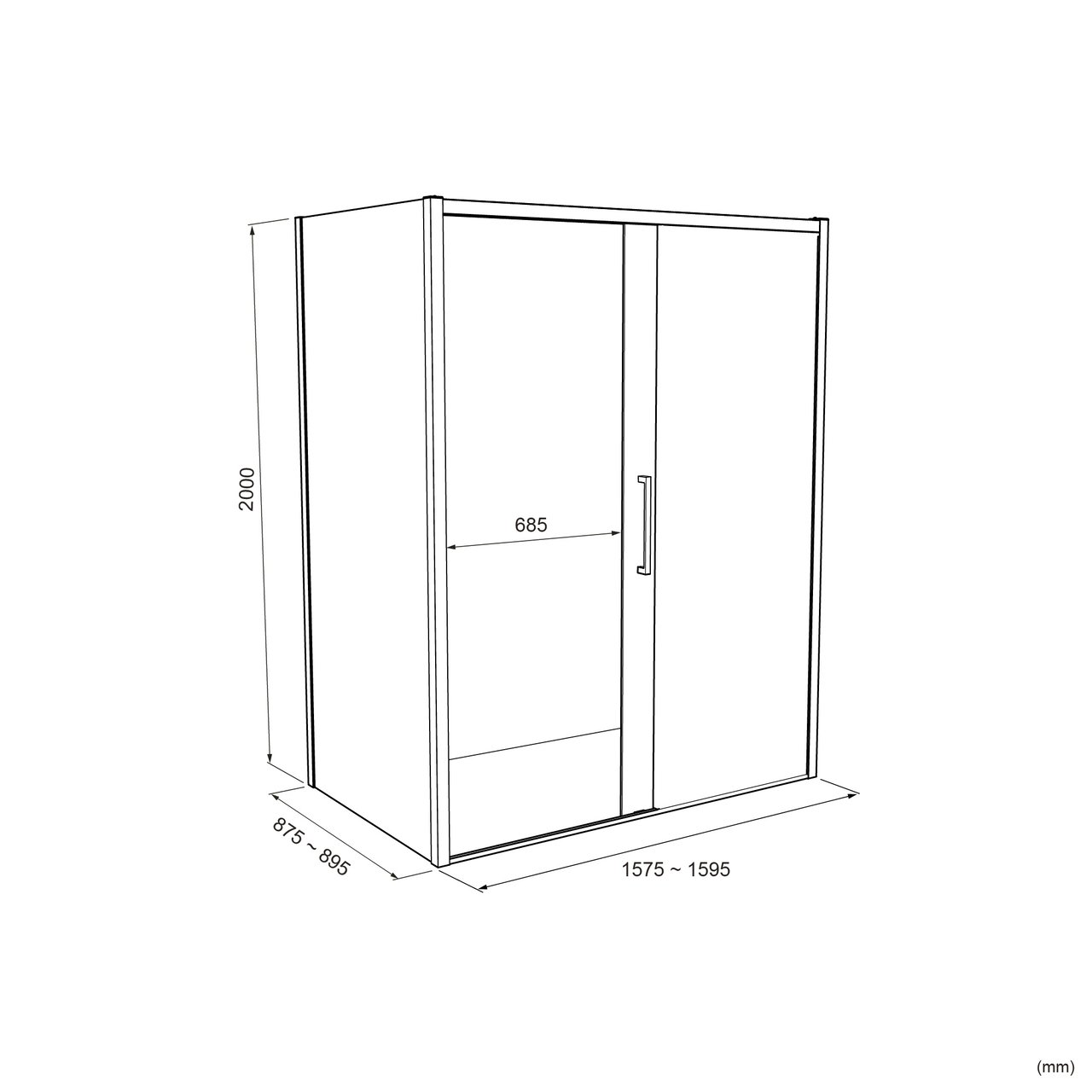 Luca Varess Senses douchecabine met rechtse schuifdeur en vaste zijwand 160 x 90 cm Helder glas met matte strook glans chroom profiel