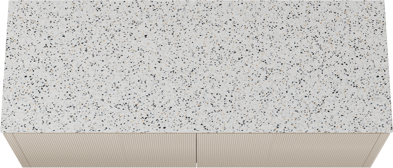 Balmani Eclips meuble salle de bains suspendu 150 x 55 cm Sandbeige avec Stretto tablette simple ou double en Bianco Nero Terrazzo, Nervure droite symétrique verticale