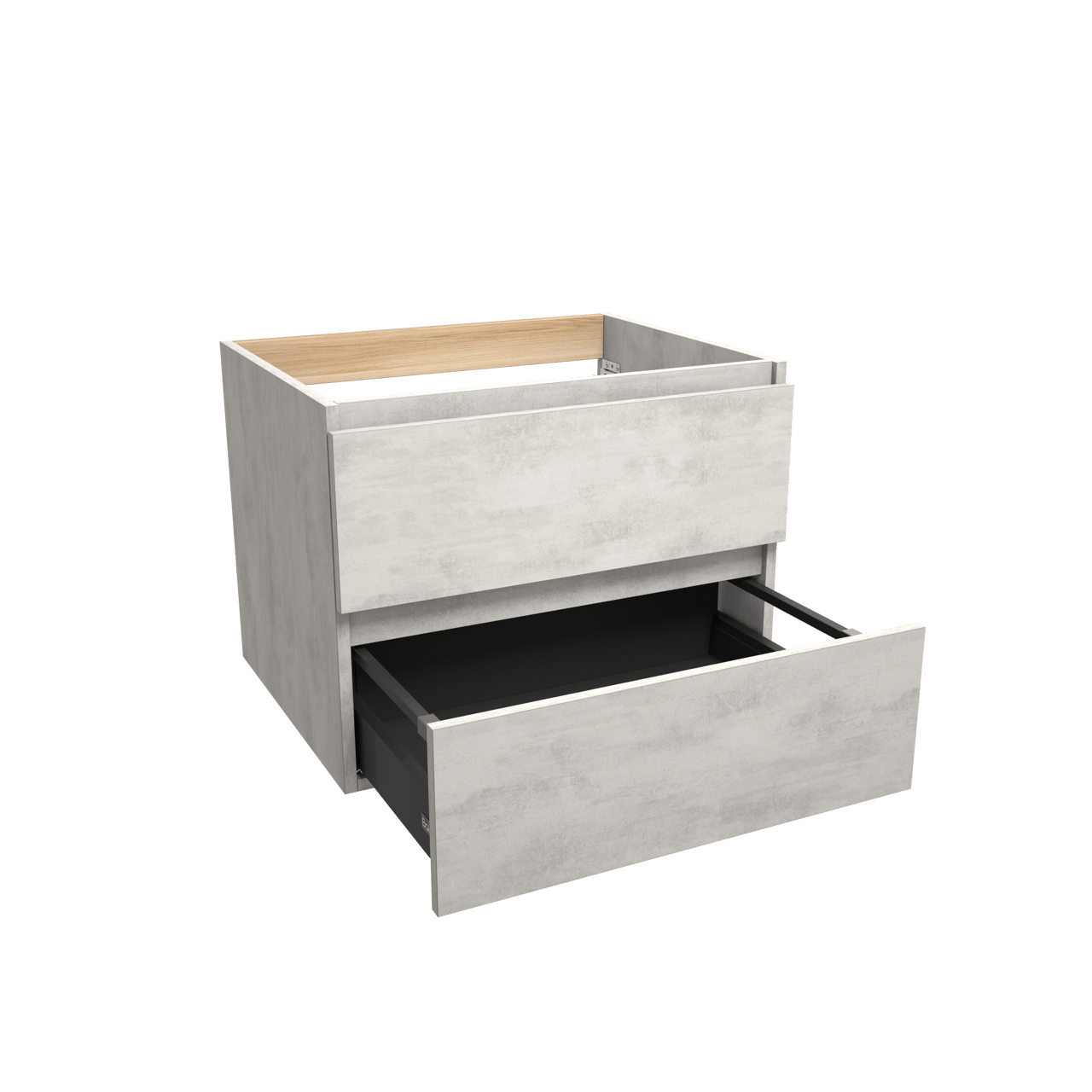 Balmani Lucida hängender Bad-Unterschrank, 67,5 x 55 cm, Beton silbergrau, 2 Schubladen