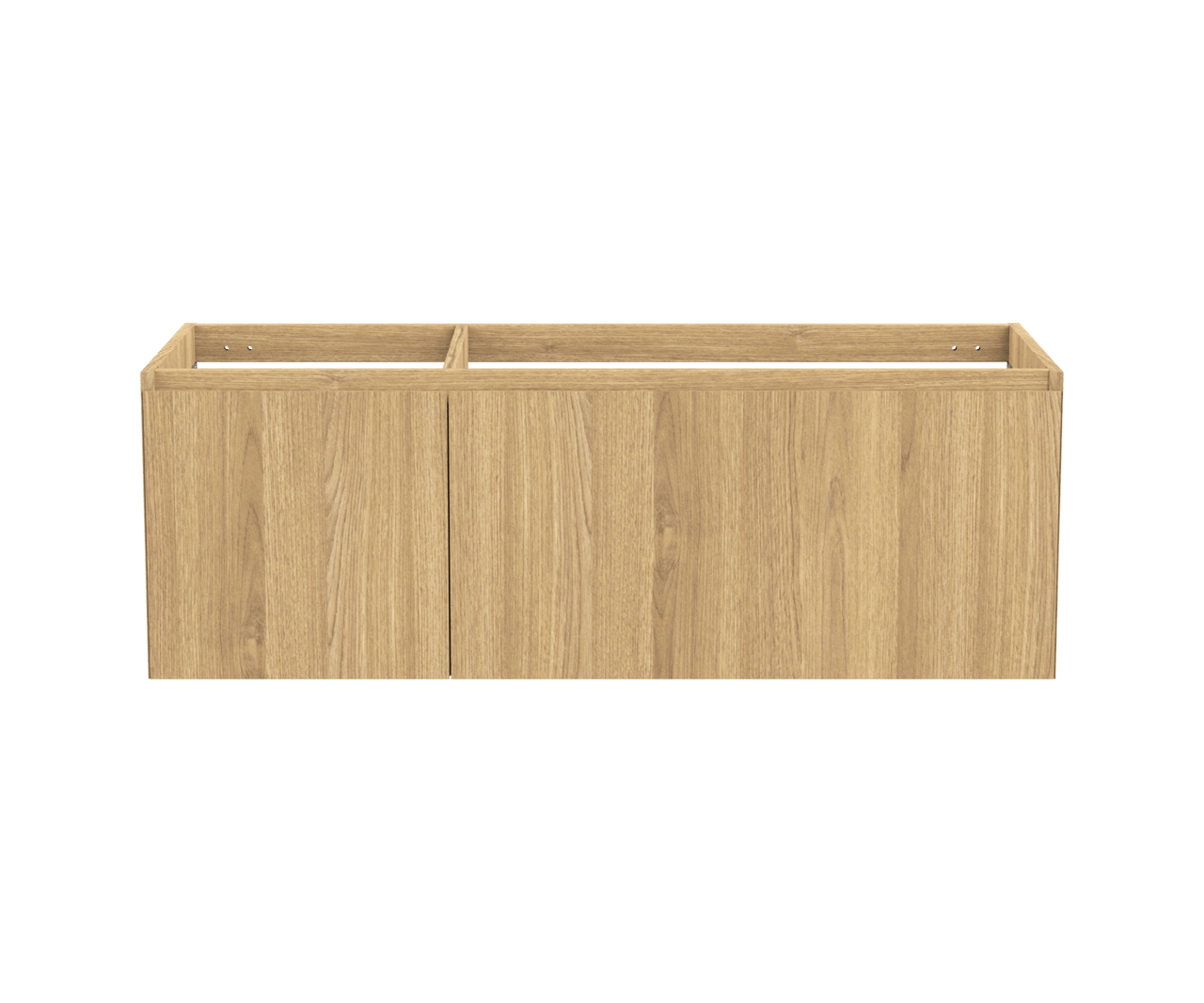 Balmani Idra hängender Waschbeckenunterschrank: 135 x 55 cm, asymmetrisch rechts, Eiche Natur, Furnierholz, 4 Schubladen