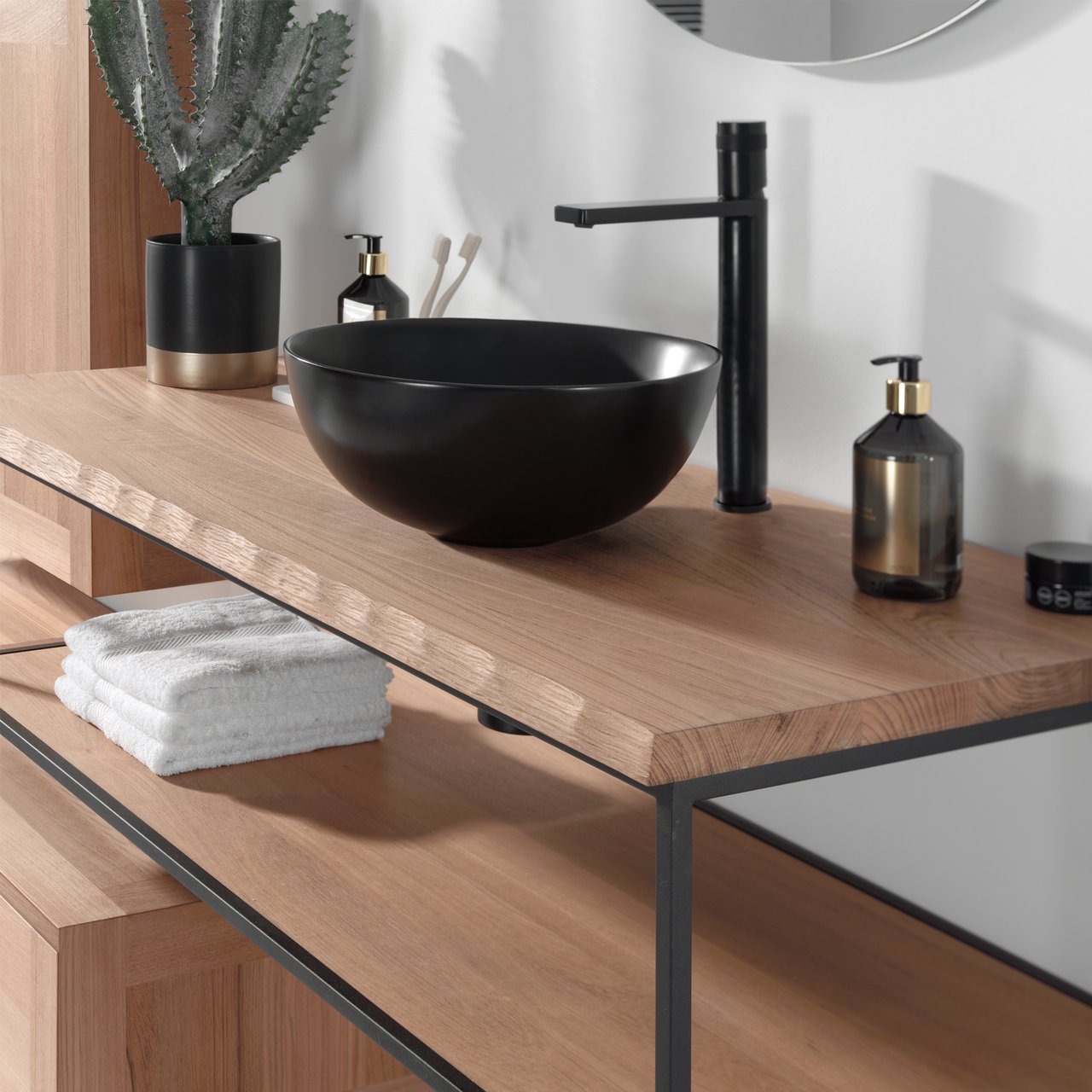 Blaufoss Sonic robinet de lavabo réhaussé noir mat