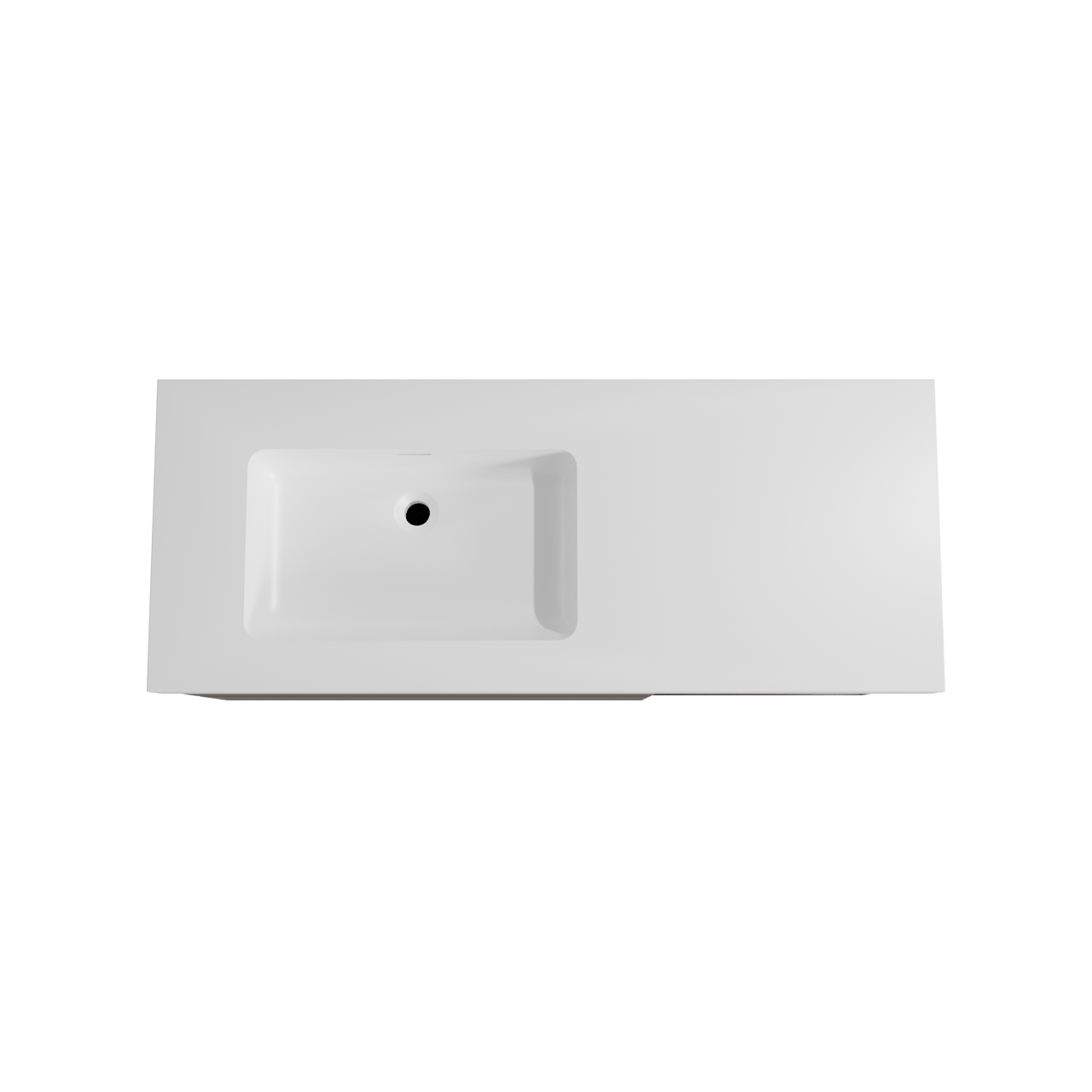 Storke Edge hängendes Möbelstück Set: 130 x 52 cm, Nussbaum, mit Mata High Waschtisch links, Solid Surface Weiß matt