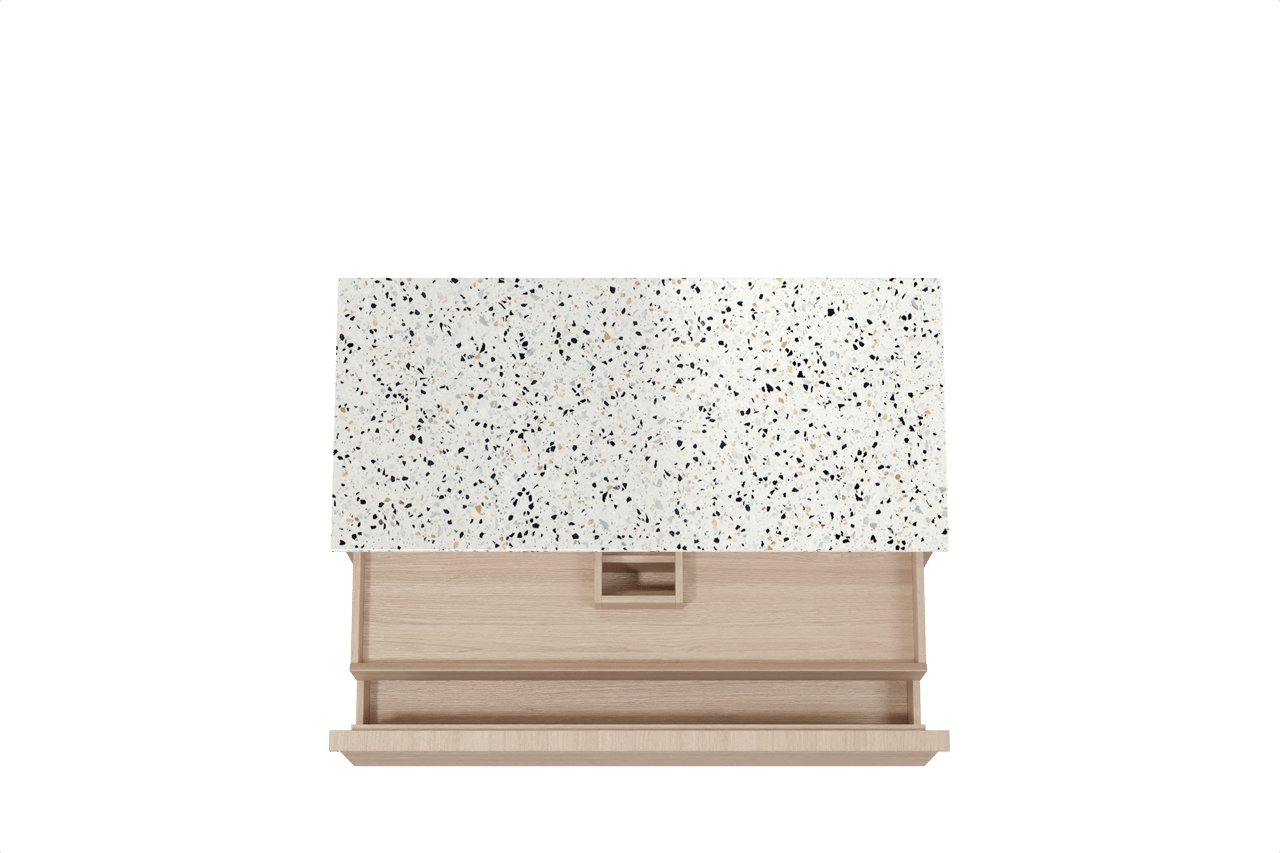 Balmani Forma meuble salle de bains suspendu 120 x 55 cm chêne naturel avec Stretto tablette simple ou double en blanc/noir mat terrazzo, Nervure droite symétrique horizontale