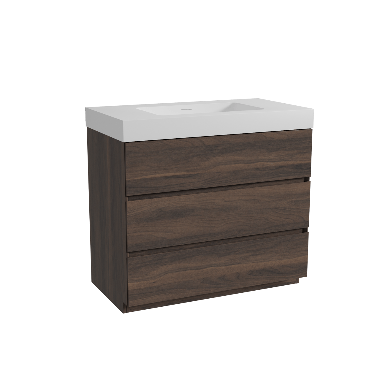 Storke Edge freistehendes Möbelstück Set: 95 x 52 cm, Nussbaum, mit Mata High Einzelwaschtisch, Solid Surface Weiß matt