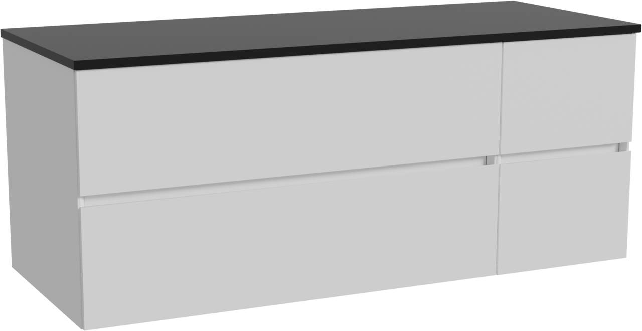 Storke Edge zwevend badkamermeubel 130 x 52 cm mat wit met Panton enkel of dubbel tablet in gepoedercoate mdf mat zwart