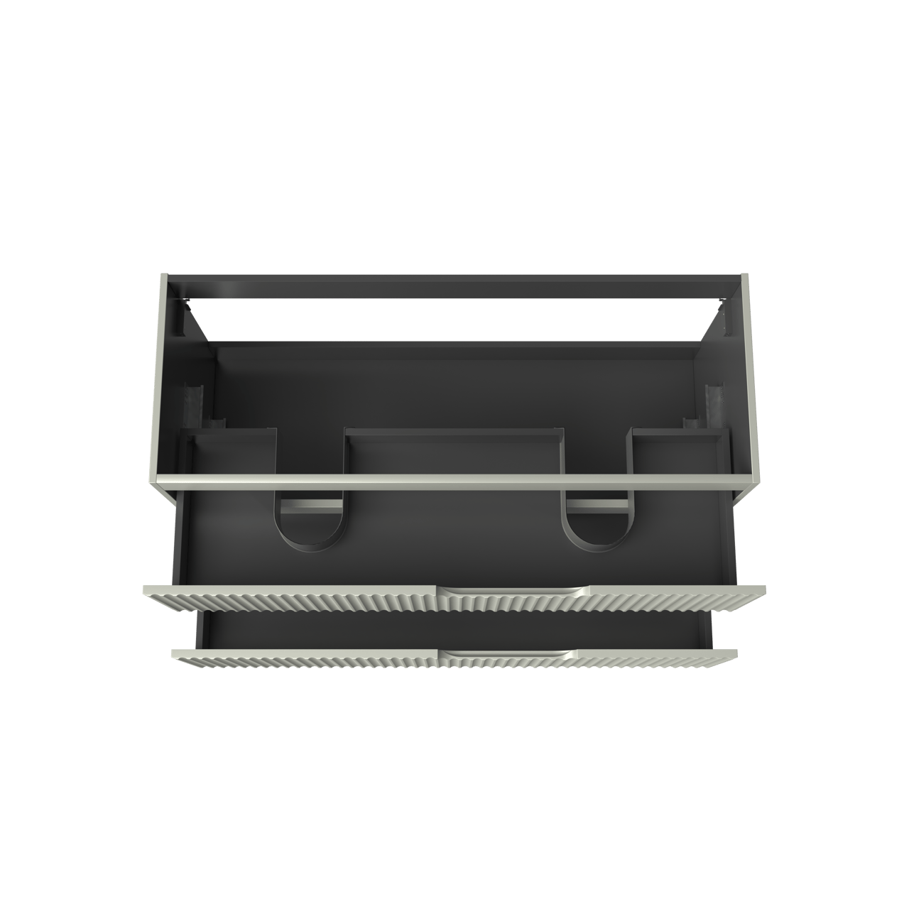 Linie Ribbo hängender Waschbeckenunterschrank: 120 x 46 cm, Greige, 2 Schubladen