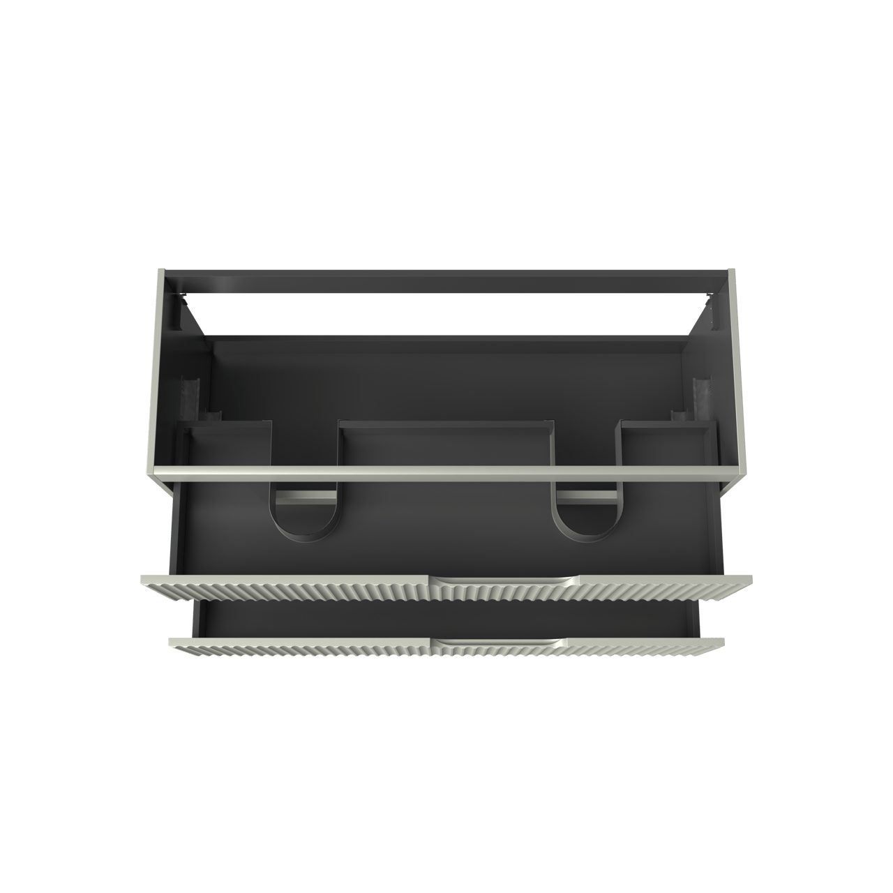 Linie Ribbo hängender Waschbeckenunterschrank: 120 x 46 cm, Greige, 2 Schubladen