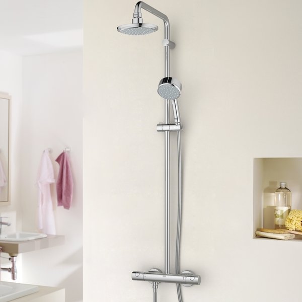 Grohe Tempesta Cosmopolitan System 210 colonne de douche de pluie mitigeur thermostatique chrome brillant
