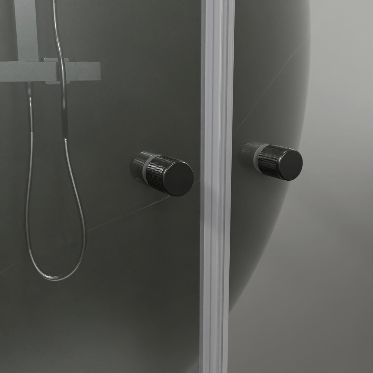 Luca Varess Kuresa porte battante 100 x 200 cm verre transparent profil noir mat