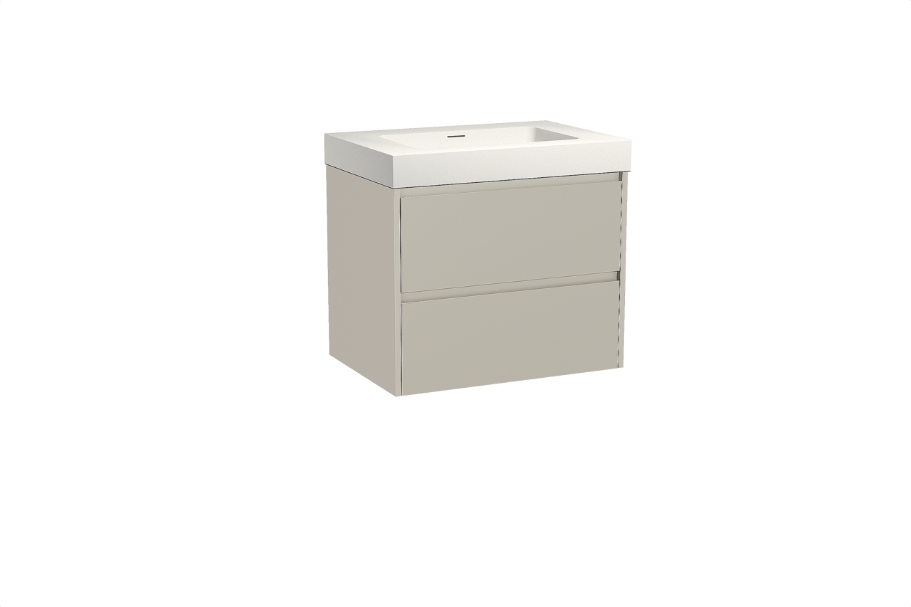 Storke Seda hängendes Möbelstück Set: 75 x 52 cm, Seidengrau, mit Mata High Einzelwaschtisch, Solid Surface Weiß matt