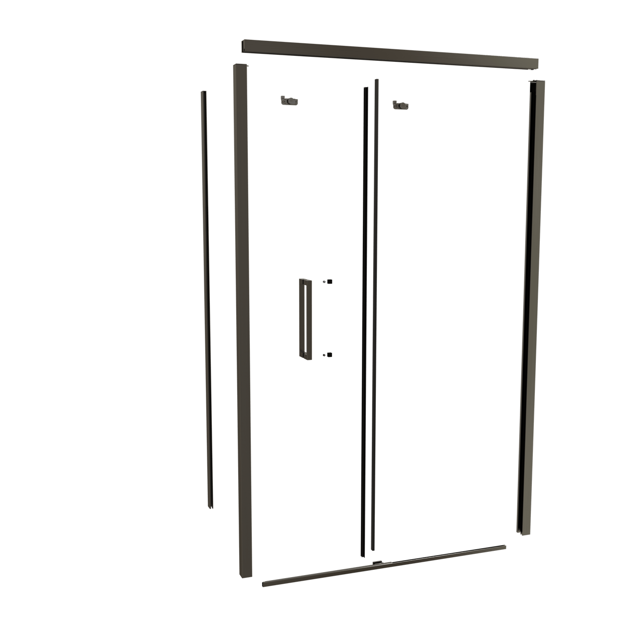 Balmani Senses Design 120 cm rechts douchecabine met schuifdeur profielenset brushed gunmetal