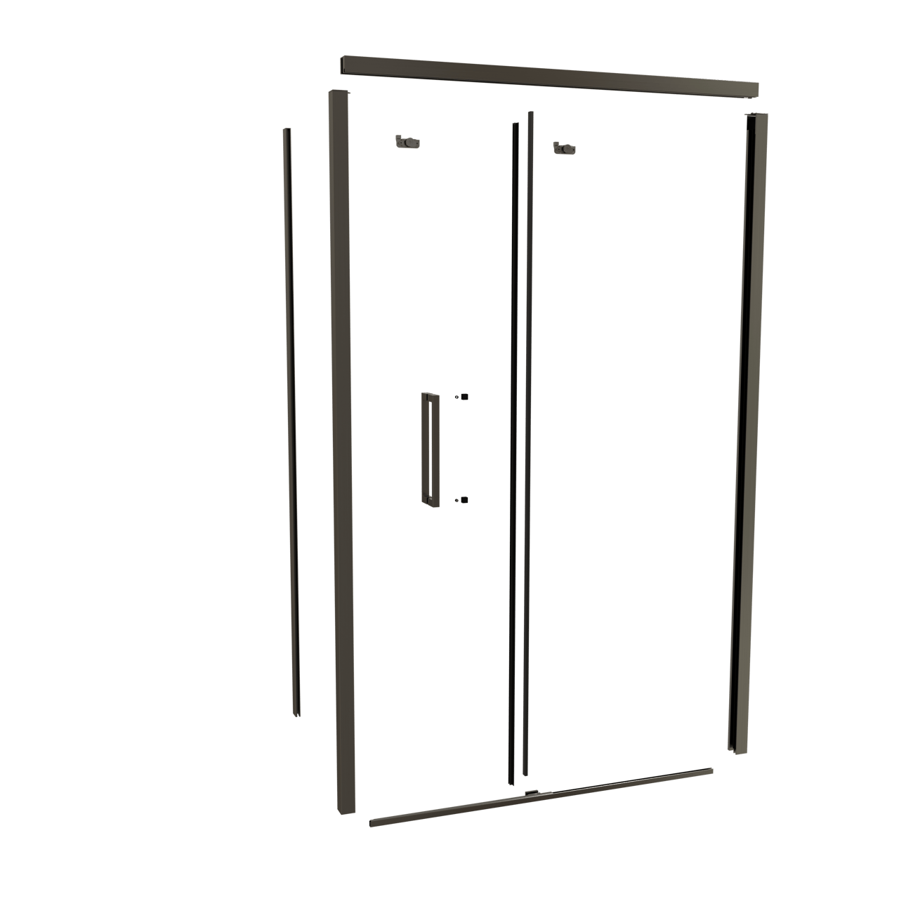 Balmani Senses Design 120 cm rechts douchecabine met schuifdeur profielenset brushed gunmetal